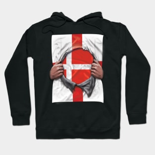 Denmark Flag English Flag Ripped - Gift for Danish From Denmark Hoodie